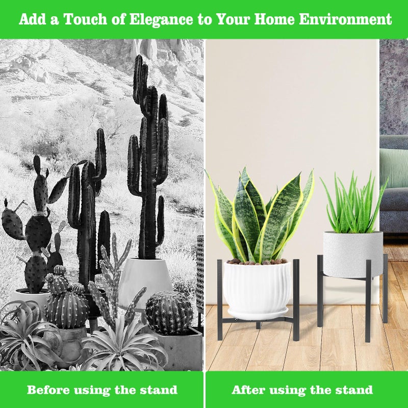 Airpark Plant Stand Indoor Adjustable  Metal Modern Plant Stand  Heavy Duty Stable Plant Pot Flower Holder Indoor Outdoor Corner  Fit 8 9 10 11 12 inch Pots  Black (Pot & Plant Not Included) - Image 5